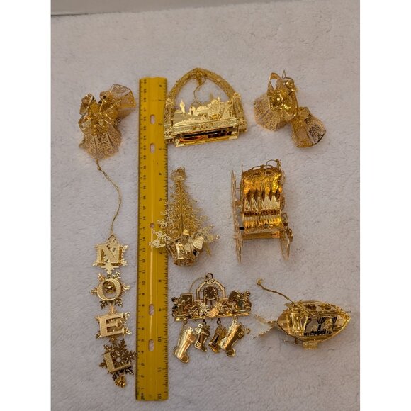 Lot of 8 Danbury Mint Annual Christmas Ornaments 2000's 23k Gold plated on Brass - Picture 4 of 7
